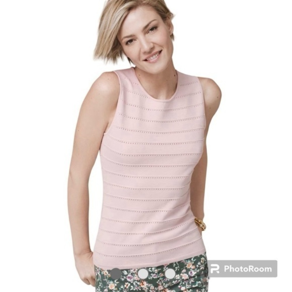 WHBM Pink Mauve Pointelle Knit Stretch Tank Top XSP Quiet Luxury